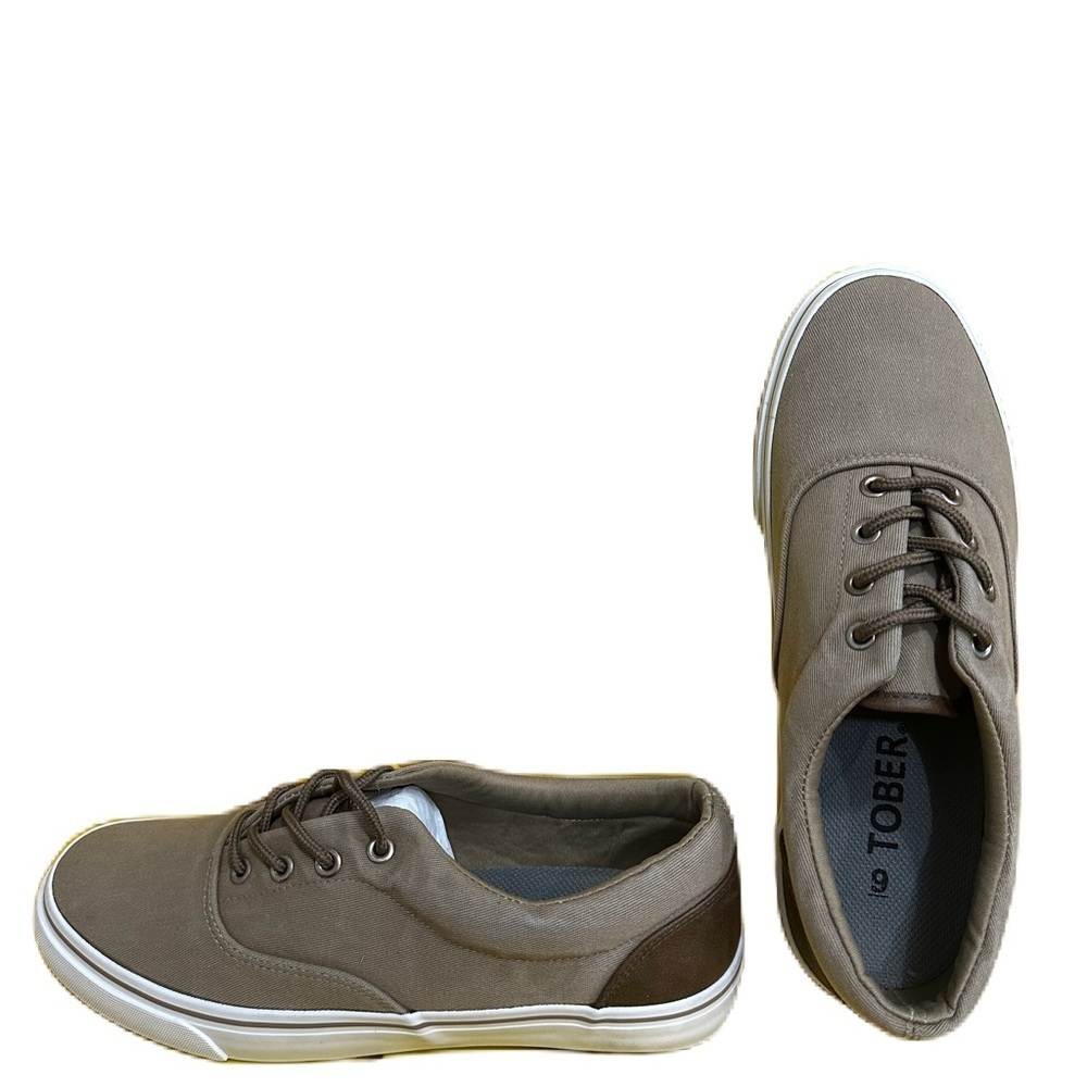 Men's Khaki Classic Low Top Shoes Canvas Fashion Sneaker with Soft Insole Causal